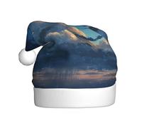 WHJHBD Crying dark clouds Printed Men's and women's plush Christmas hats, adult New Year's holiday party caps