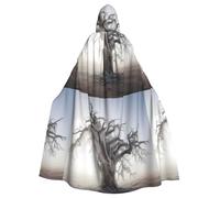 WHJHBD Dead trees full of spider webs Printing Halloween Adult Hooded Cape Cloak with Bow Tie for Costume Parties, Cosplay