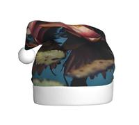 WHJHBD Dragonfly and Water Lily Printed Men's and women's plush Christmas hats, adult New Year's holiday party caps