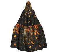 WHJHBD Falling leaves in the rain Printing Halloween Adult Hooded Cape Cloak with Bow Tie for Costume Parties, Cosplay