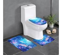 WHJHBD Fantastic Undersea Adventure Picture 3 Pcs Bathroom Anti-Slip Mat Set 24x16in Rectangular, U-Shaped & Oval Rugs for Toilet, Vanity & Bath