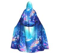 WHJHBD Fantastic undersea adventure Printing Halloween Adult Hooded Cape Cloak with Bow Tie for Costume Parties, Cosplay