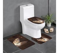 WHJHBD Ghosts in The Corridor Picture 3 Pcs Bathroom Anti-Slip Mat Set 24x16in Rectangular, U-Shaped & Oval Rugs for Toilet, Vanity & Bath