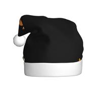 WHJHBD Little fox enjoying flowers Printed Men's and women's plush Christmas hats, adult New Year's holiday party caps