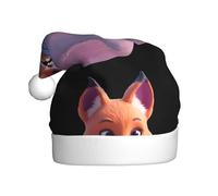 WHJHBD Little fox on the pink planet Printed Men's and women's plush Christmas hats, adult New Year's holiday party caps