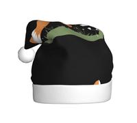 WHJHBD Little fox picking dandelions Printed Men's and women's plush Christmas hats, adult New Year's holiday party caps