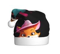 WHJHBD Little fox riding a flying dragon Printed Men's and women's plush Christmas hats, adult New Year's holiday party caps