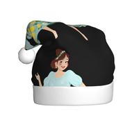 WHJHBD Little girl dancing in a pear floral skirt Printed Men's and women's plush Christmas hats, adult New Year's holiday party caps