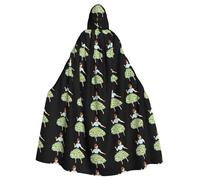 WHJHBD Little girl dancing in a pear floral skirt Printing Halloween Adult Hooded Cape Cloak with Bow Tie for Costume Parties, Cosplay