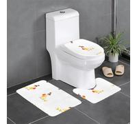 WHJHBD Little Girl Feeding Ducklings Picture 3 Pcs Bathroom Anti-Slip Mat Set 24x16in Rectangular, U-Shaped & Oval Rugs for Toilet, Vanity & Bath