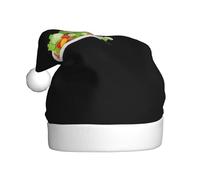WHJHBD Little lamb eating vegetable salad Printed Men's and women's plush Christmas hats, adult New Year's holiday party caps