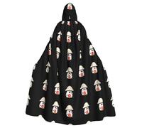 WHJHBD Little Monster's Mushroom House Printing Halloween Adult Hooded Cape Cloak with Bow Tie for Costume Parties, Cosplay
