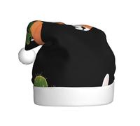 WHJHBD Little rabbit watering the cactus Printed Men's and women's plush Christmas hats, adult New Year's holiday party caps