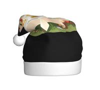 WHJHBD Little rabbits having dinner in the garden Printed Men's and women's plush Christmas hats, adult New Year's holiday party caps