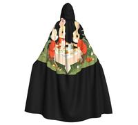 WHJHBD Little rabbits having dinner in the garden Printing Halloween Adult Hooded Cape Cloak with Bow Tie for Costume Parties, Cosplay