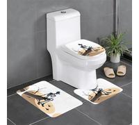 WHJHBD Lonely Skeleton Picture 3 Pcs Bathroom Anti-Slip Mat Set 24x16in Rectangular, U-Shaped & Oval Rugs for Toilet, Vanity & Bath