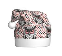 WHJHBD Love Owl Printed Men's and women's plush Christmas hats, adult New Year's holiday party caps