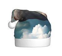 WHJHBD Majestic Tiger Resting on a Rock with Cloudy Sky Printed Men's and women's plush Christmas hats, adult New Year's holiday party caps