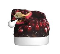 WHJHBD Red Pomegranate Printed Men's and women's plush Christmas hats, adult New Year's holiday party caps