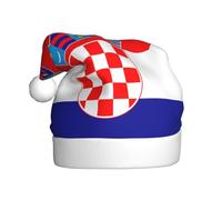 WHJHBD Republic of Croatia flag Printed Men's and women's plush Christmas hats, adult New Year's holiday party caps