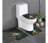 WHJHBD The Glow of The Pumpkin lamp Picture 3 Pcs Bathroom Anti-Slip Mat Set 24x16in Rectangular, U-Shaped & Oval Rugs for Toilet, Vanity & Bath