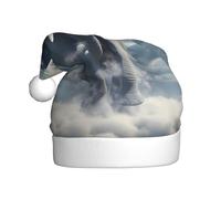 WHJHBD The little elephant on the clouds Printed Men's and women's plush Christmas hats, adult New Year's holiday party caps