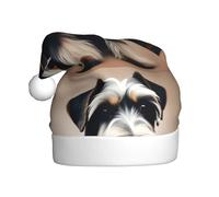WHJHBD Well-behaved schnauzer Printed Men's and women's plush Christmas hats, adult New Year's holiday party caps
