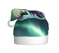 WHJHBD Wolves Howl in the Northern Lights Printed Men's and women's plush Christmas hats, adult New Year's holiday party caps