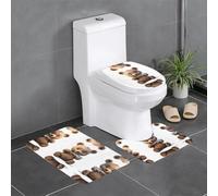 WHJSHOP 3-Piece Bathroom Rugs Set 24x16in Cute little bear eating fish Printing Anti-Slip Floor Mats with Contour, Oval & Rectangular Shapes for Home, Kitchen & Restrooms