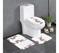 WHJSHOP 3-Piece Bathroom Rugs Set 24x16in Cute rabbit coloring page Printing Anti-Slip Floor Mats with Contour, Oval & Rectangular Shapes for Home, Kitchen & Restrooms