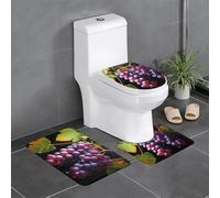 WHJSHOP 3-Piece Bathroom Rugs Set 24x16in Fresh Grapes Printing Anti-Slip Floor Mats with Contour, Oval & Rectangular Shapes for Home, Kitchen & Restrooms
