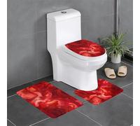 WHJSHOP 3-Piece Bathroom Rugs Set 24x16in The red fire is flowing Printing Anti-Slip Floor Mats with Contour, Oval & Rectangular Shapes for Home, Kitchen & Restrooms