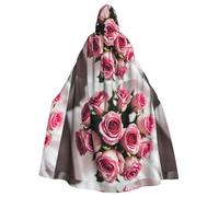 WHJSHOP A bunch of pink roses Pattern Halloween Adult Hooded Cloak No Zipper, Comfortable & Durable for Role-Playing