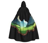 WHJSHOP A corner of the mountain Pattern Halloween Adult Hooded Cloak No Zipper, Comfortable & Durable for Role-Playing