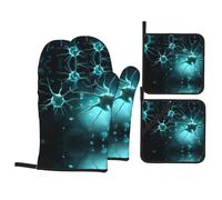 WHJSHOP A Few Nerve Cells Prints Kitchen Layers: Waterproof Oven Covers for Safe Handling & Easy Cleanup - 4 Piece Heat Protection Bundle