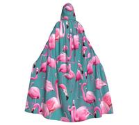 WHJSHOP A flock of flamingos Pattern Halloween Adult Hooded Cloak No Zipper, Comfortable & Durable for Role-Playing