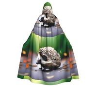 WHJSHOP A little hedgehog Pattern Halloween Adult Hooded Cloak No Zipper, Comfortable & Durable for Role-Playing