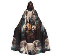 WHJSHOP A little koala with biscuits Pattern Halloween Adult Hooded Cloak No Zipper, Comfortable & Durable for Role-Playing