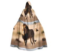 WHJSHOP A majestic lion Pattern Halloween Adult Hooded Cloak No Zipper, Comfortable & Durable for Role-Playing