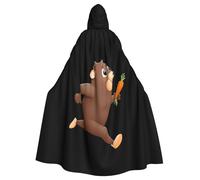WHJSHOP A mole running with a carrot Pattern Halloween Adult Hooded Cloak No Zipper, Comfortable & Durable for Role-Playing