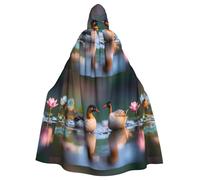 WHJSHOP A pair of mandarin ducks Pattern Halloween Adult Hooded Cloak No Zipper, Comfortable & Durable for Role-Playing