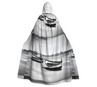 WHJSHOP A small boat on the beach Pattern Halloween Adult Hooded Cloak No Zipper, Comfortable & Durable for Role-Playing