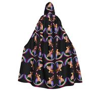 WHJSHOP A tiger with wings flying on a rainbow Pattern Halloween Adult Hooded Cloak ensuring easy care and long-lasting use