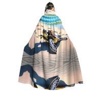 WHJSHOP A turtle Pattern Halloween Adult Hooded Cloak No Zipper, Comfortable & Durable for Role-Playing