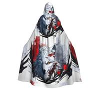 WHJSHOP A wolf's head dripping blood Pattern Halloween Adult Hooded Cloak No Zipper, Comfortable & Durable for Role-Playing