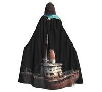 WHJSHOP Abandoned Large Ship Picture Halloween Adult Hooded Cape Men'S And Women'S Clothing Mantle Role-Playing