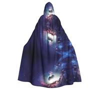 WHJSHOP Abstract Universe Prints Hooded Cloak - Dramatic Long-Sleeve Cosplay Layer