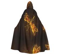 WHJSHOP Abstract Yellow Dragonfly Picture Halloween Adult Hooded Cape Cloak For Role-Playing, Stage Costumes, Parties Easy Care