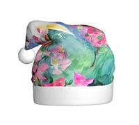 WHJSHOP Adult plush Christmas hat Beautiful Cockatoo Bird Flower Prints with soft touch for holiday parties and dances suitable for men and women