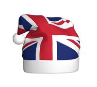 WHJSHOP Adult plush Christmas hat British flag Prints with soft touch for holiday parties and dances suitable for men and women